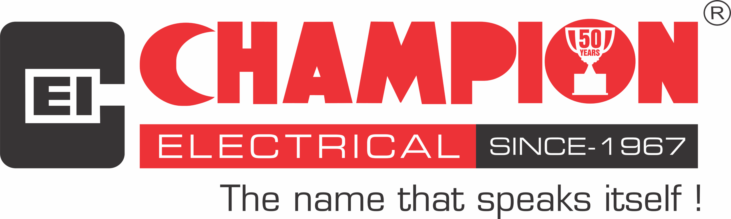 The image features the logo for Champion Electrical, with bold red text "CHAMPION" and a trophy icon inside the letter "O," along with the phrases "ELECTRICAL," "Since 1967," and the tagline "The name that speaks itself!" below the logo.